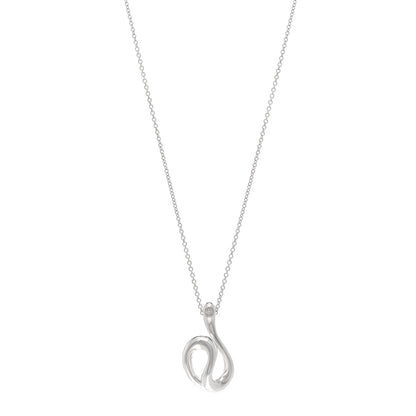 Tiffany Sterling Silver Diamond Elsa Peretti Open Wave Necklace 1 of 5
