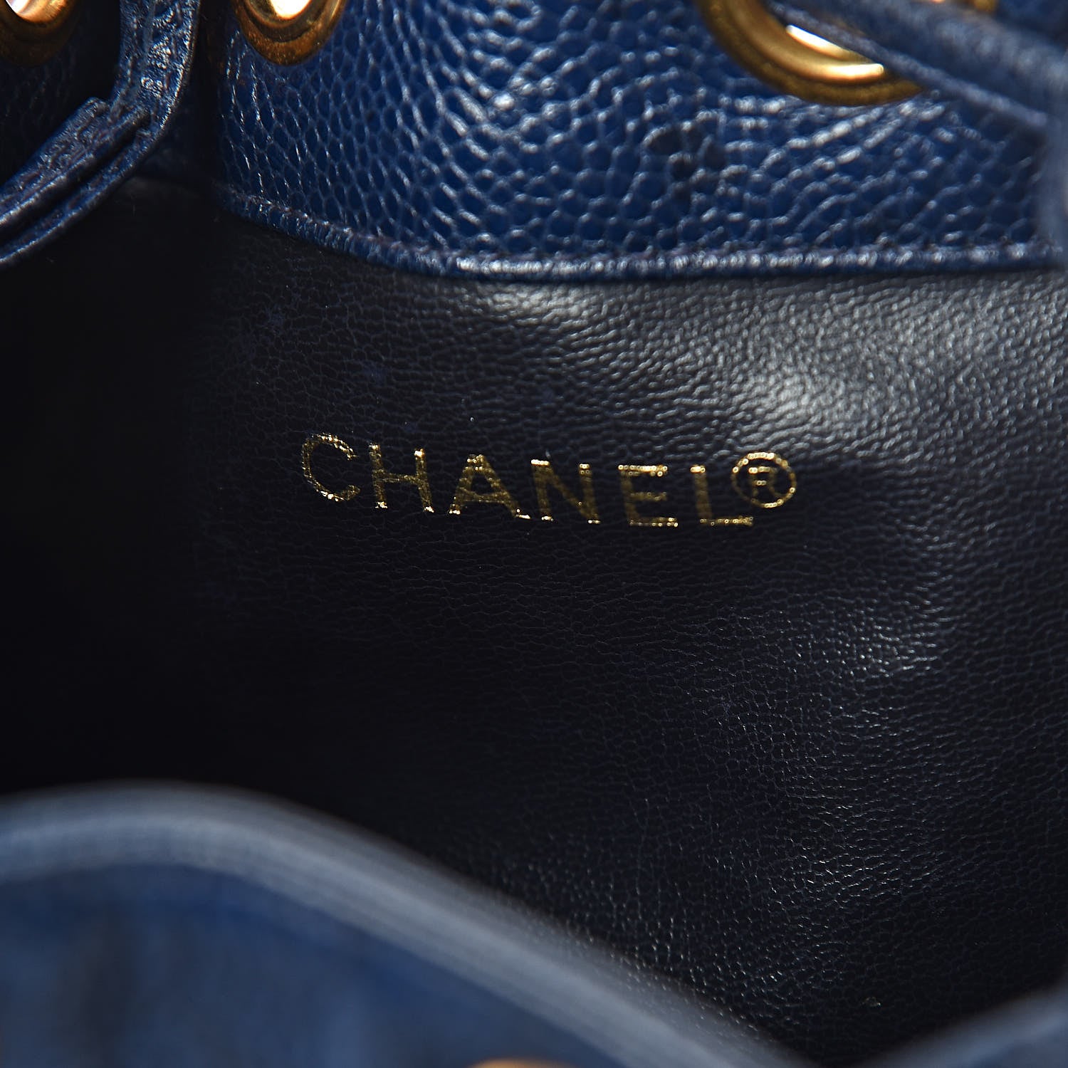 Chanel Caviar CC Drawstring Shoulder Bag Blue 7 of 12