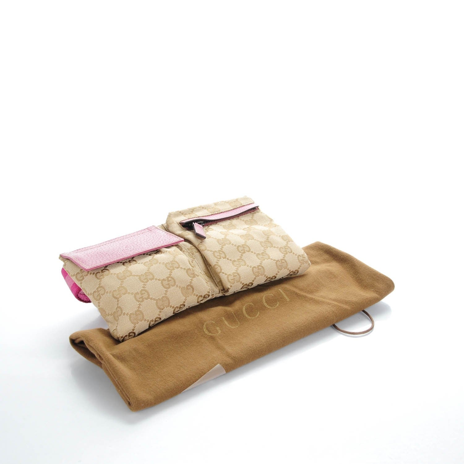 Gucci GG Monogram Web Double Pocket Belt Bag Pink 4 of 7