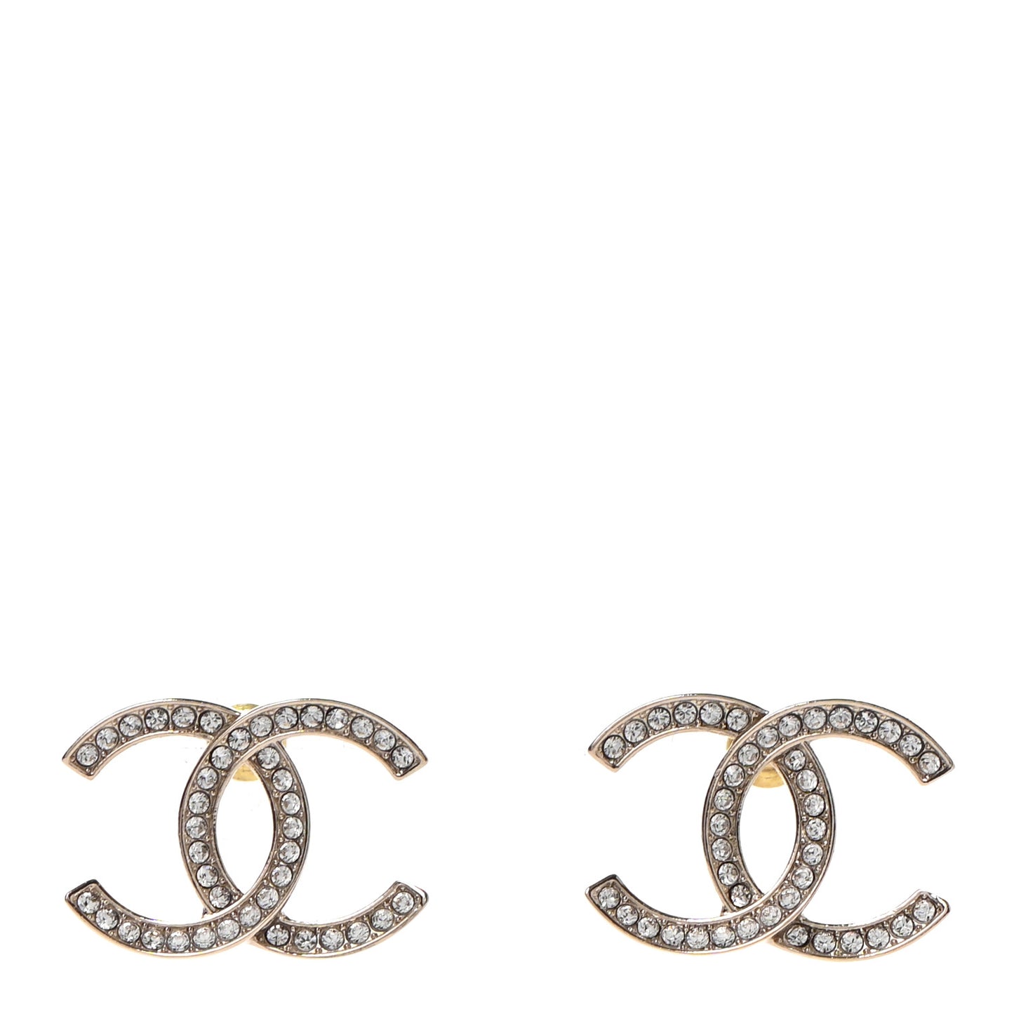 Crystal Large CC Earrings Gold