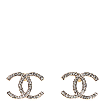 Chanel Crystal Large CC Earrings Gold 1 of 4