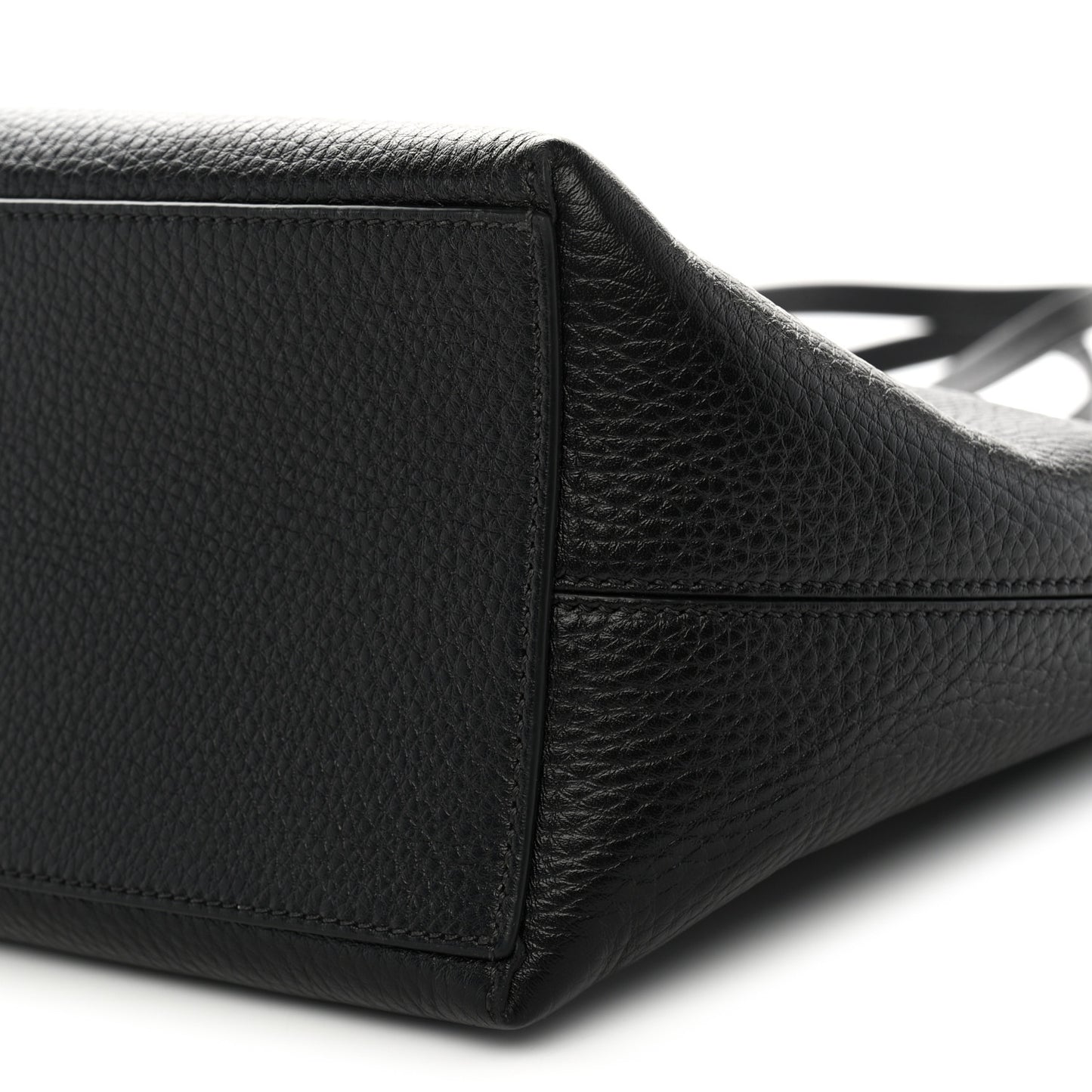Grained Calfskin Rockstud Shoulder Tote Black