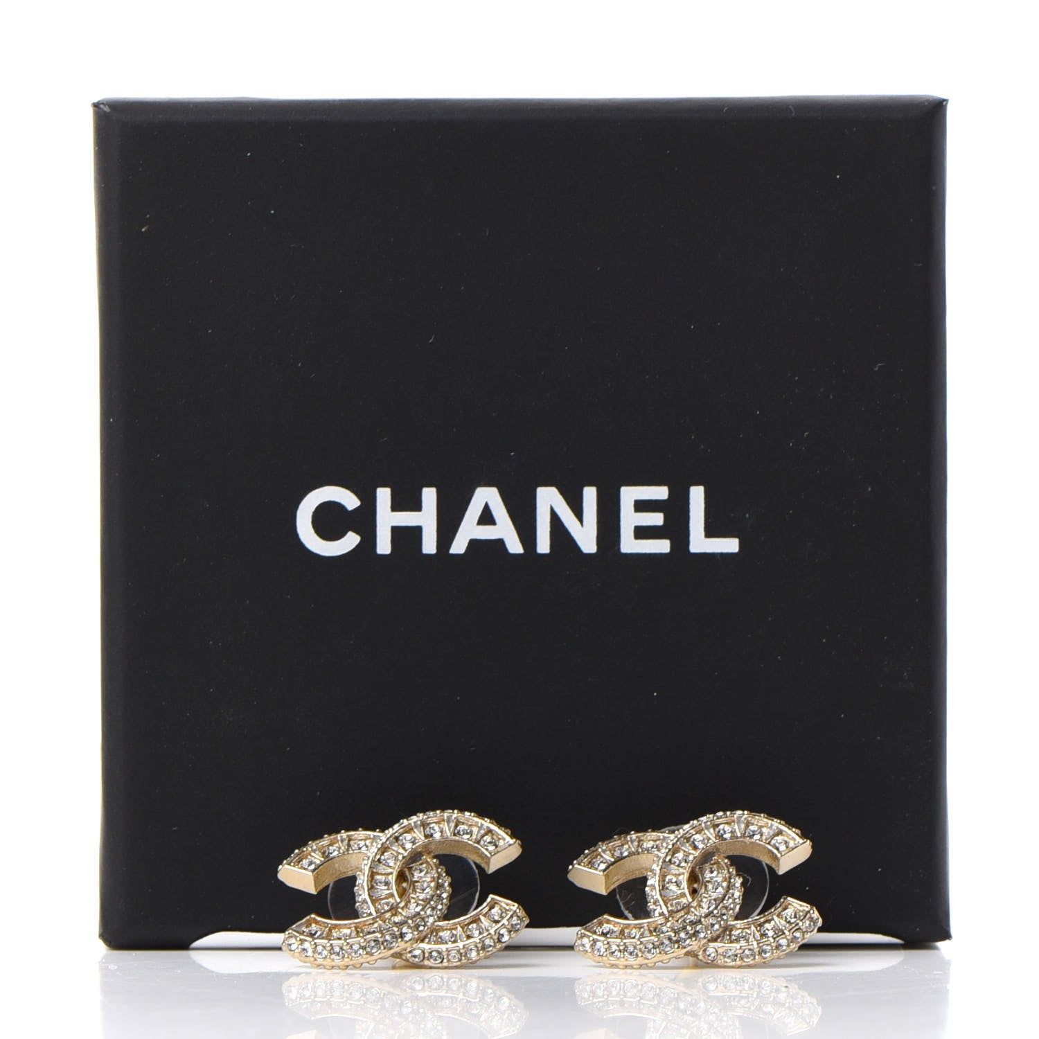 Chanel Crystal CC Earrings Gold 5 of 5