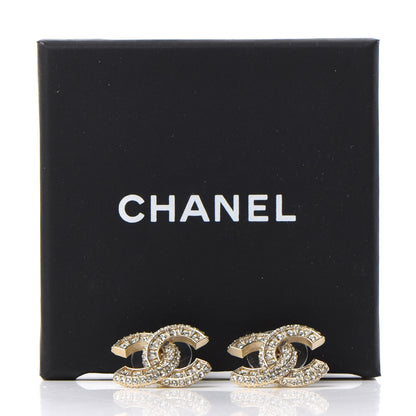 Chanel Crystal CC Earrings Gold 5 of 5