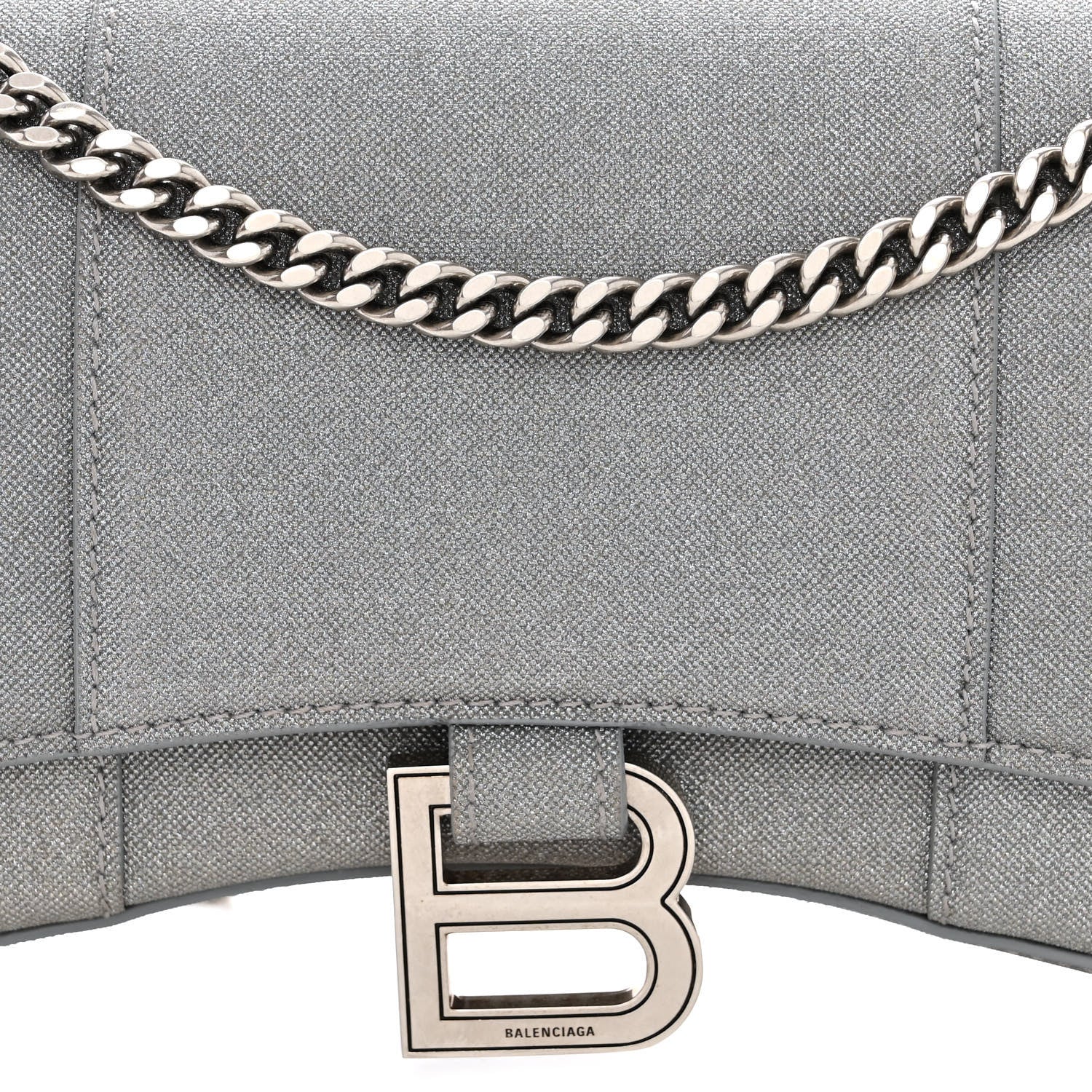 Balenciaga Glitter Fabric Hourglass Chain Bag Grey 8 of 10