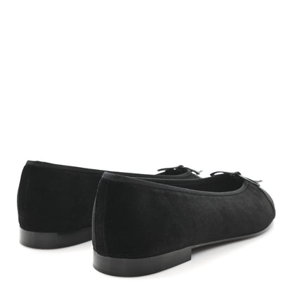 Chanel Suede Cap Toe CC Ballerina Flats 41 Black 5 of 9