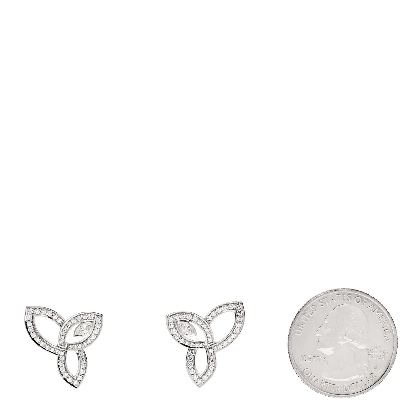 Platinum Diamond Lily Cluster Stud Earrings