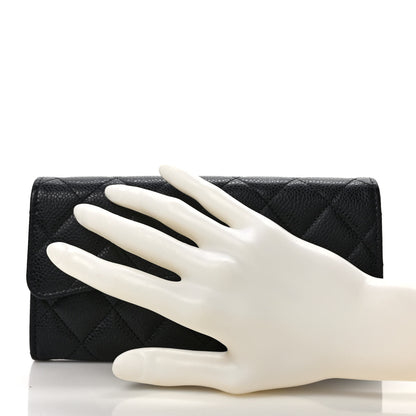 Chanel Caviar Quilted Large Gusset Flap Wallet Black 2 of 9