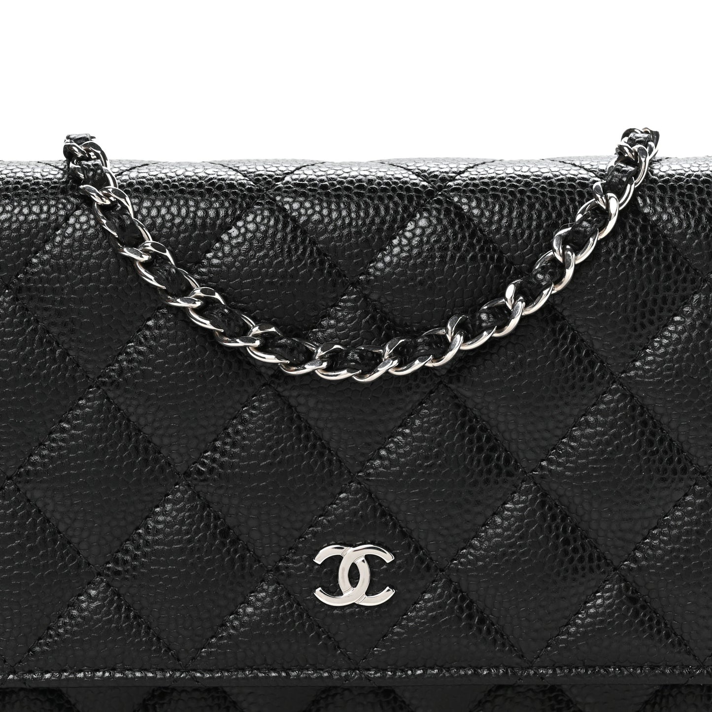 Lambskin Quilted Wallet On Chain WOC Black