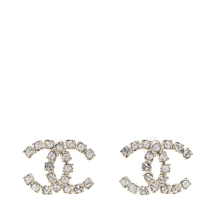 Chanel Crystal Coco's Pearls CC Earrings Light Gold 1 of 5