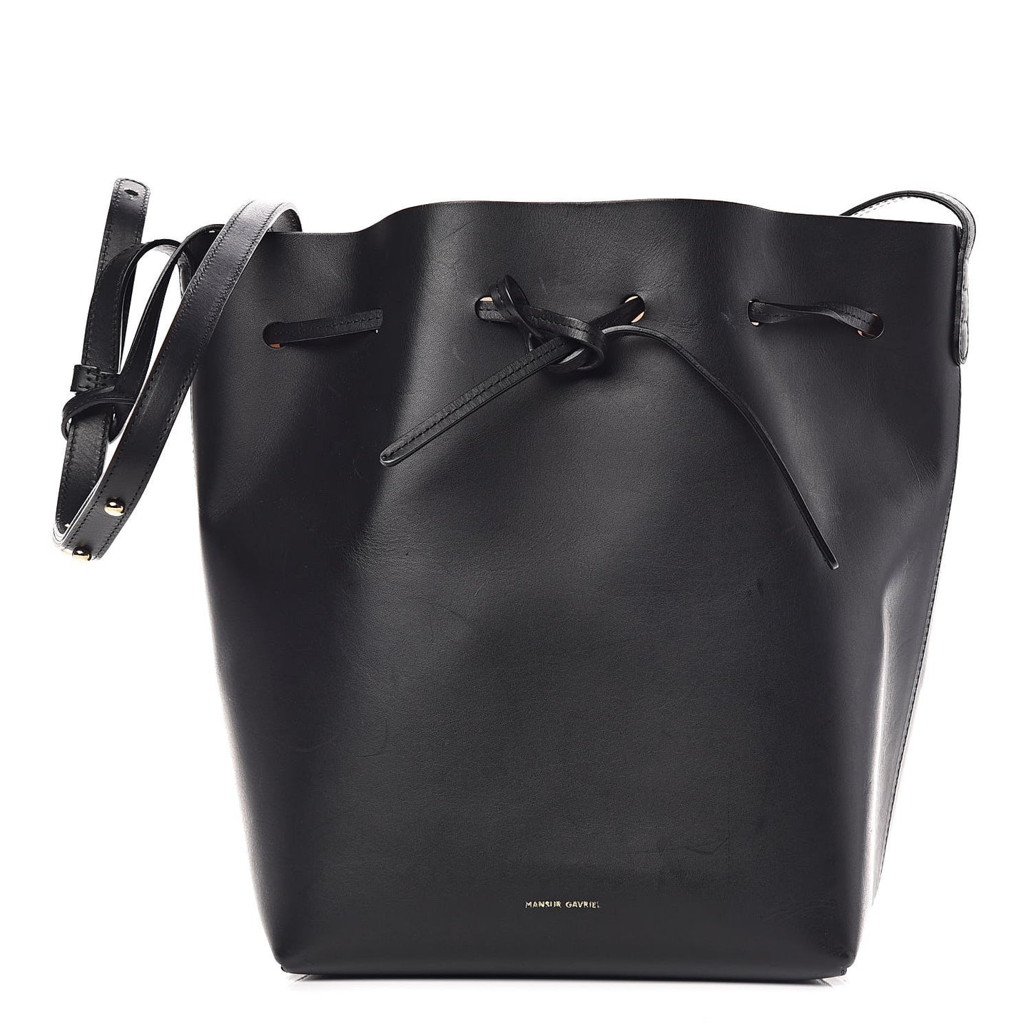 Vegetable Tanned Calfskin Bucket Bag Black Ballerina