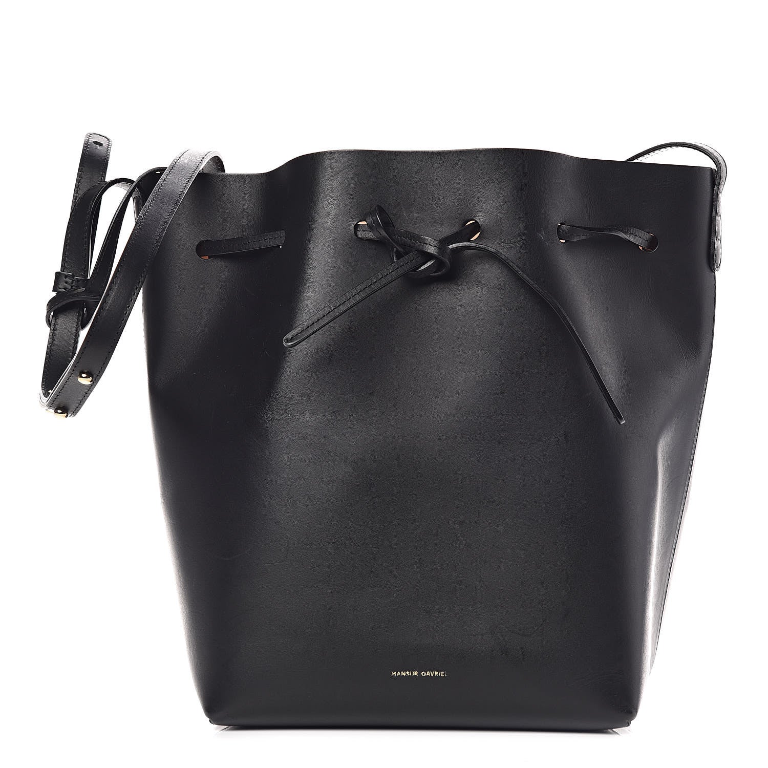 Mansur Gavriel Vegetable Tanned Calfskin Bucket Bag Black Ballerina 3 of 15