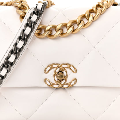 Chanel Lambskin Quilted Large Chanel 19 Flap White 8 of 10