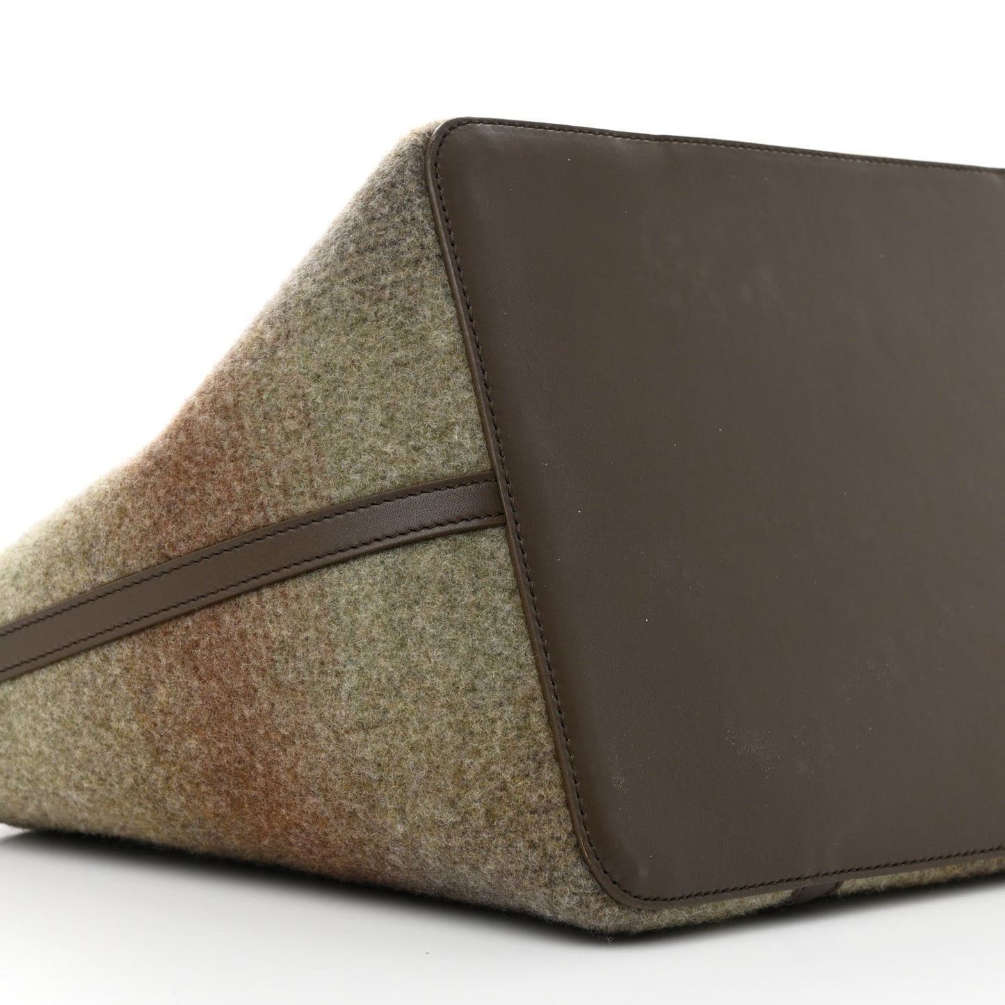 Blurred Double Cashmere Calfskin Plaid Small Carry Everything Tote Pecan Nut Green Cayenne Mel