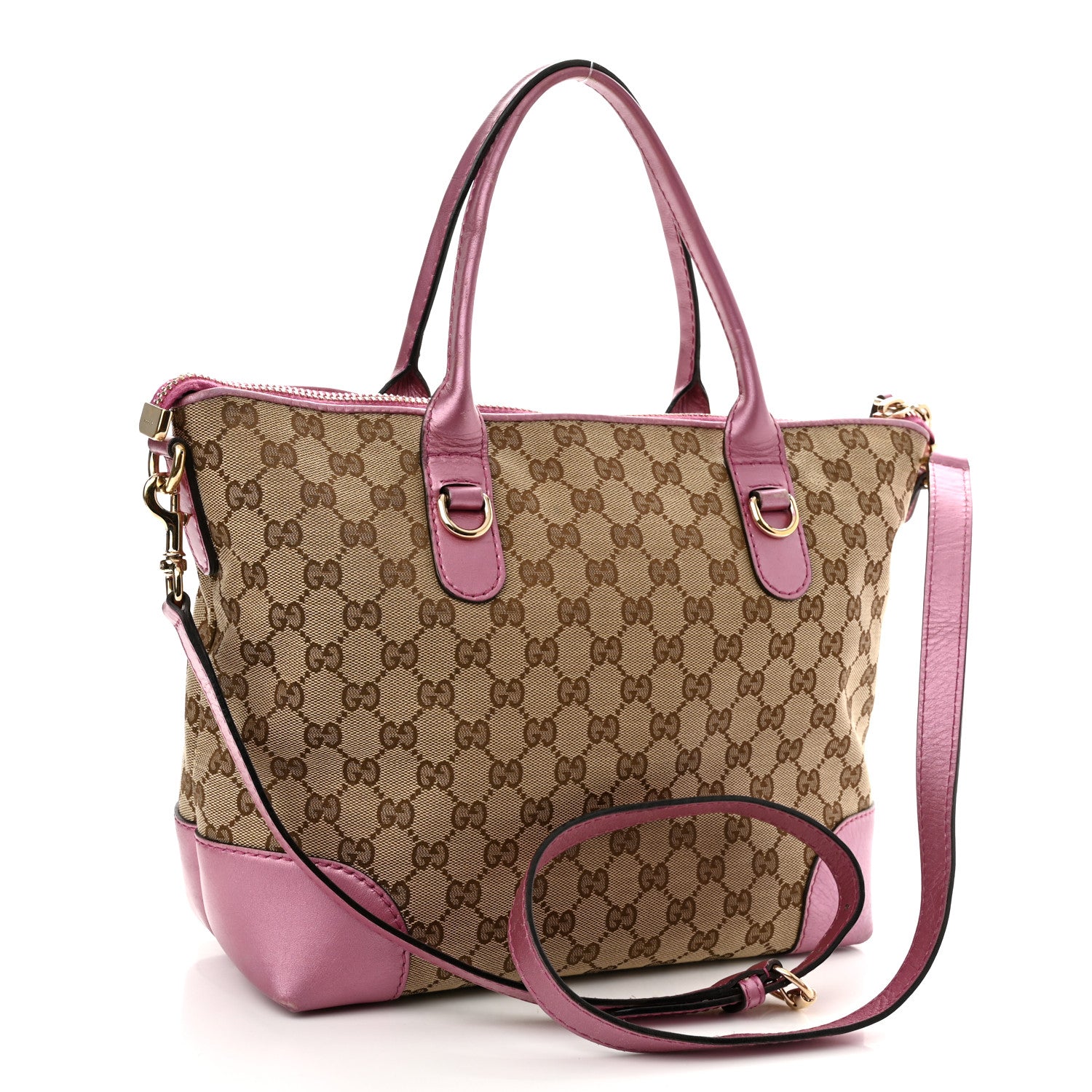 Gucci Monogram Heart Bit Charm Top Handle Tote Pink 2 of 12