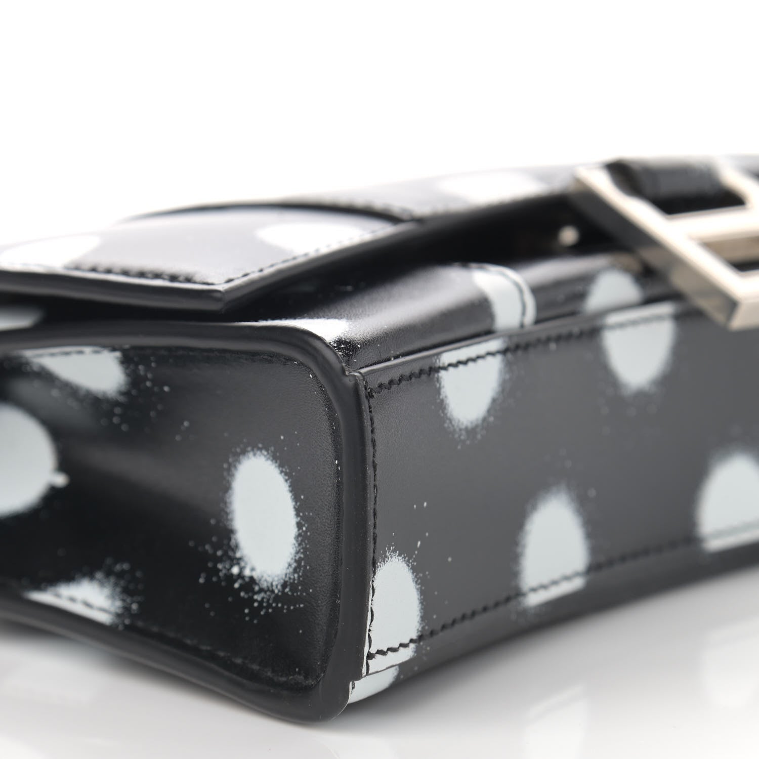 Balenciaga Shiny Box Calfskin Polka Dot Hourglass Chain Bag Black White 10 of 12
