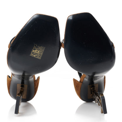 Saint Laurent Suede Calfskin Opyum 110 Sandals 37.5 Cachemere Gold 6 of 8