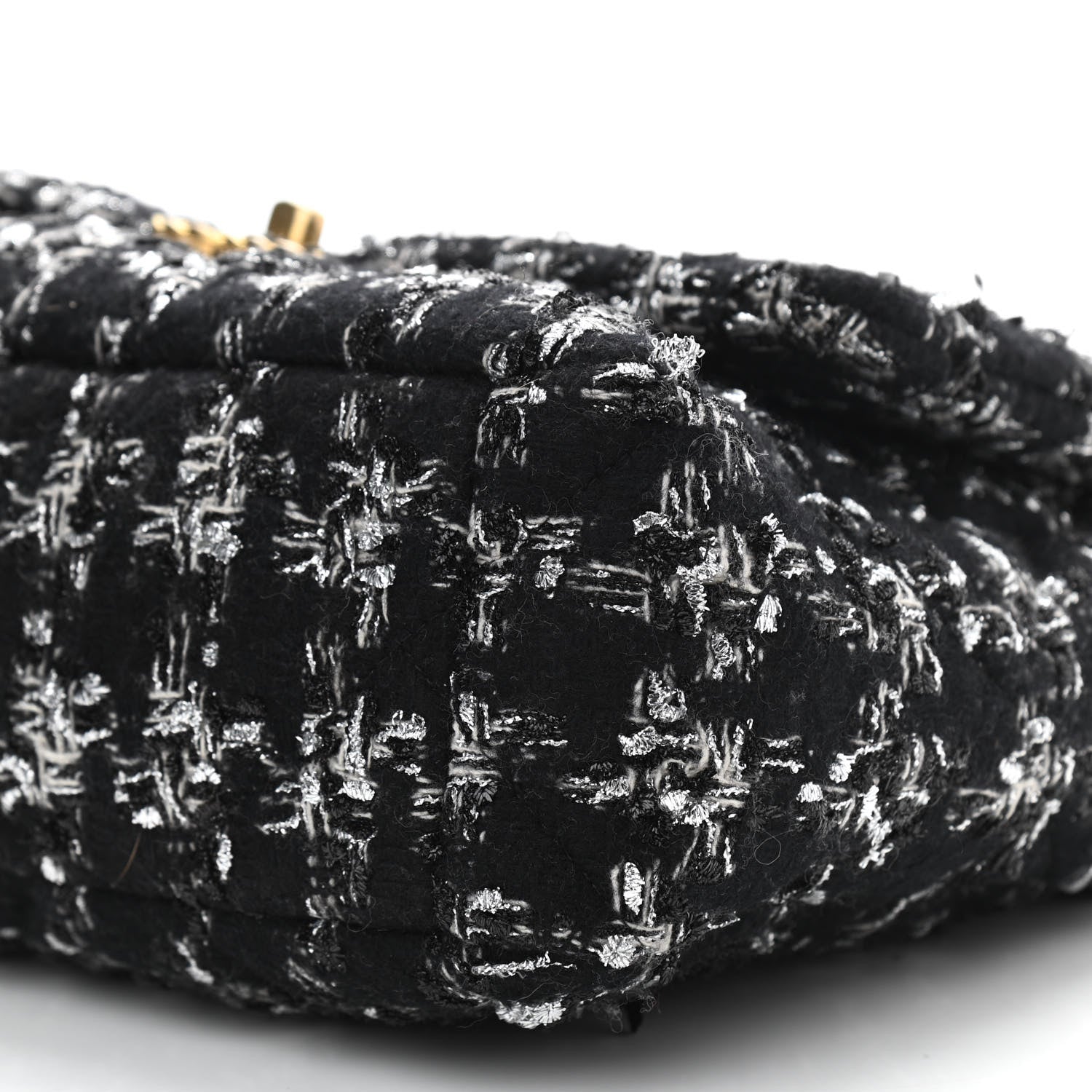 Chanel Tweed Quilted Large Chanel 19 Flap Black Ecru White 10 of 10
