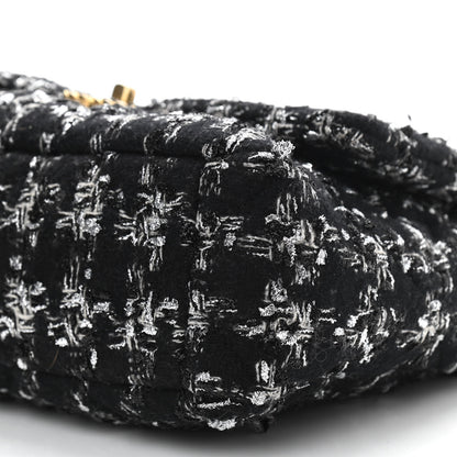 Chanel Tweed Quilted Large Chanel 19 Flap Black Ecru White 10 of 10