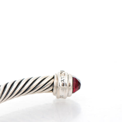 David Yurman Sterling Silver Garnet Diamond 5mm Cable Classics Bracelet 6 of 14