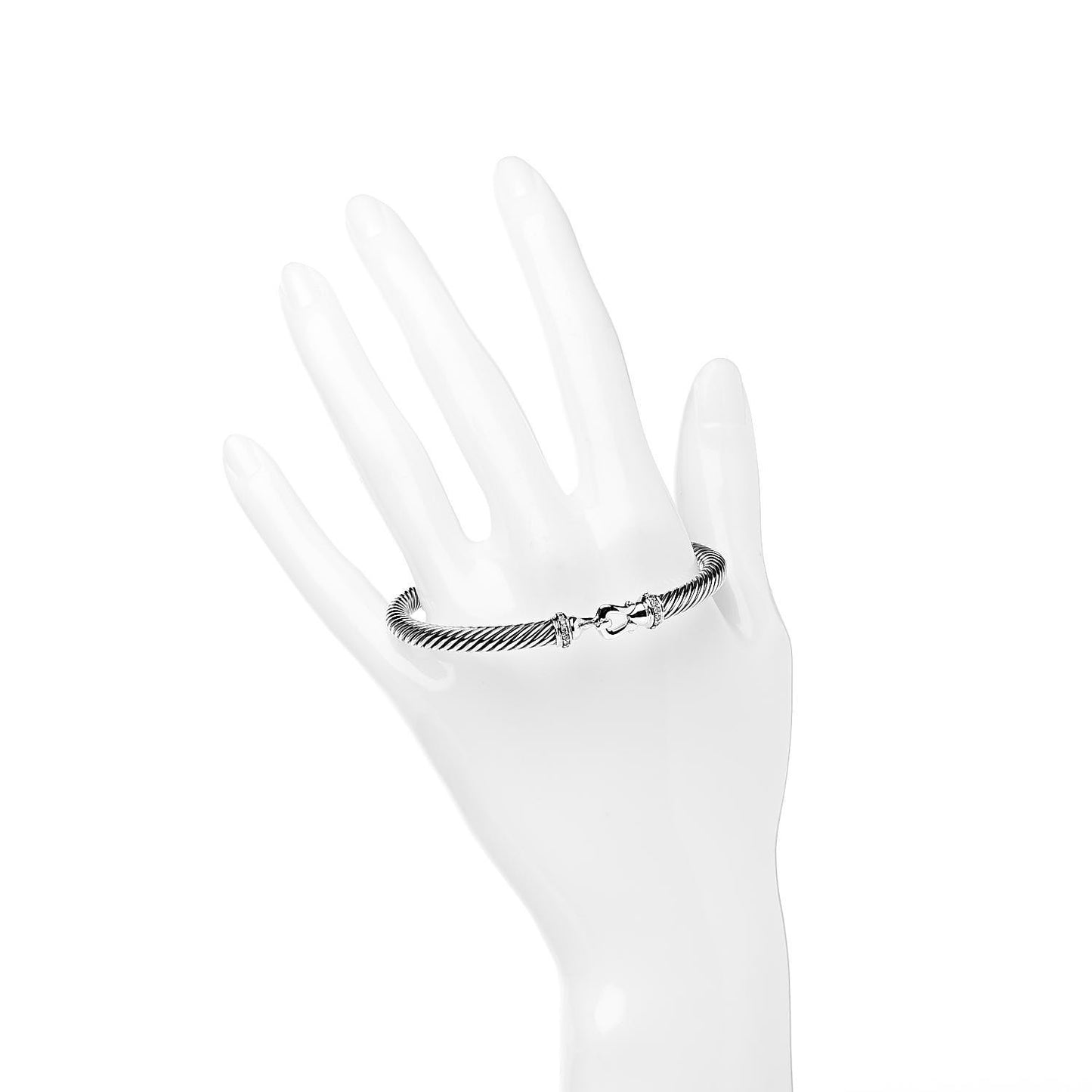 Sterling Silver Diamond 5mm Cable Buckle Bracelet