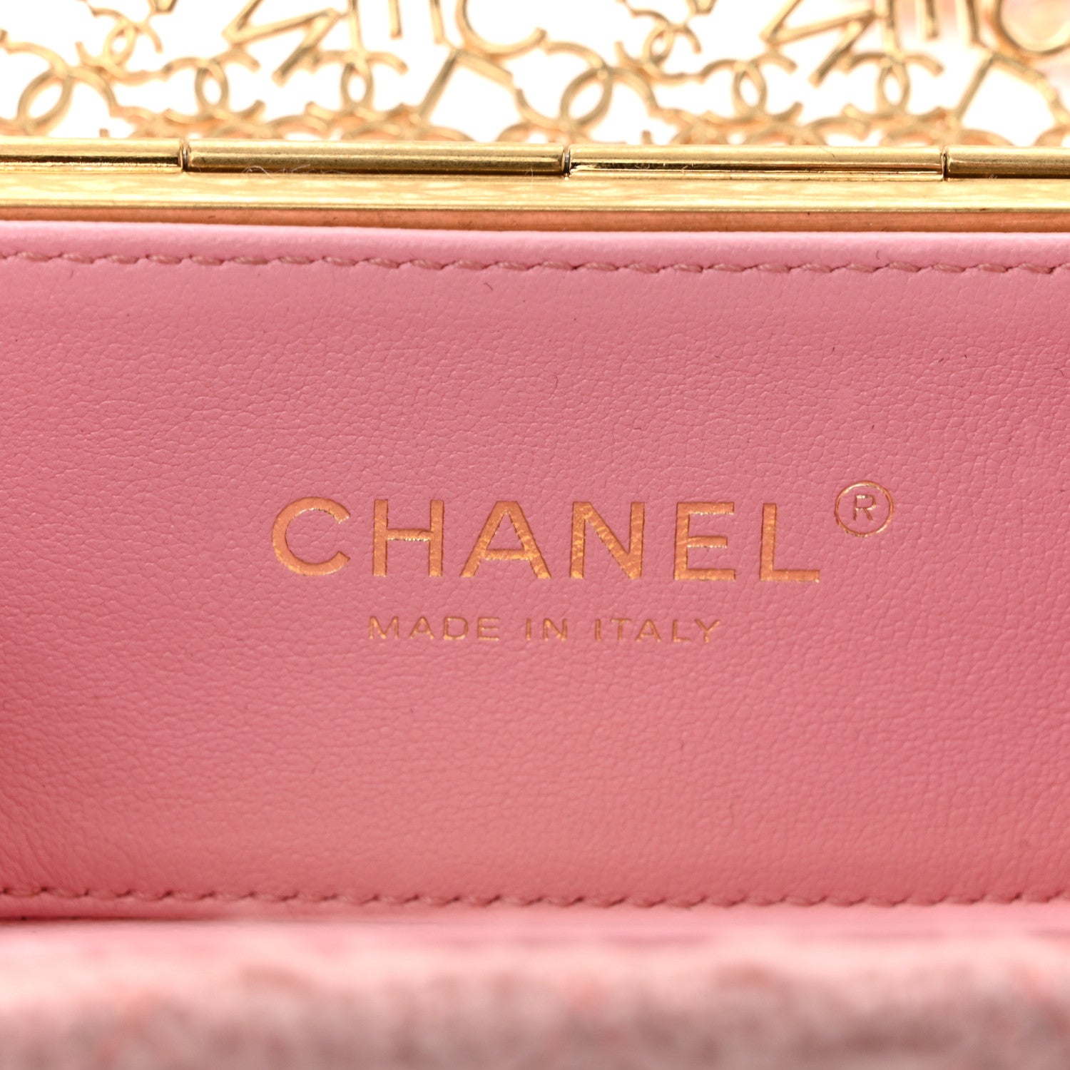 Chanel Metal Tweed Logo CC Minaudiere Mini Flap Bag Pink Gold 6 of 10