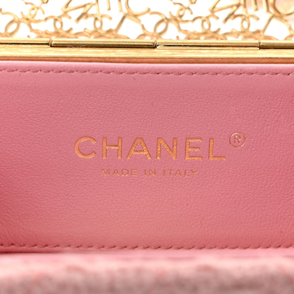 Chanel Metal Tweed Logo CC Minaudiere Mini Flap Bag Pink Gold 6 of 10