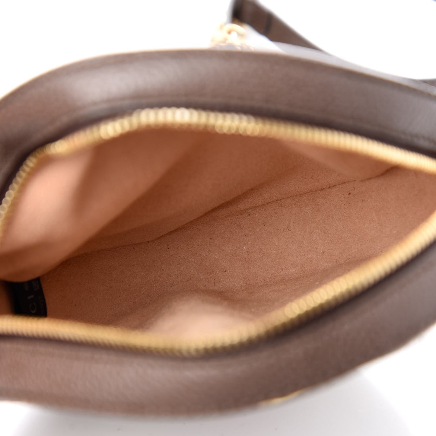 GG Supreme Monogram Web Mini Ophidia Round Shoulder Bag Brown