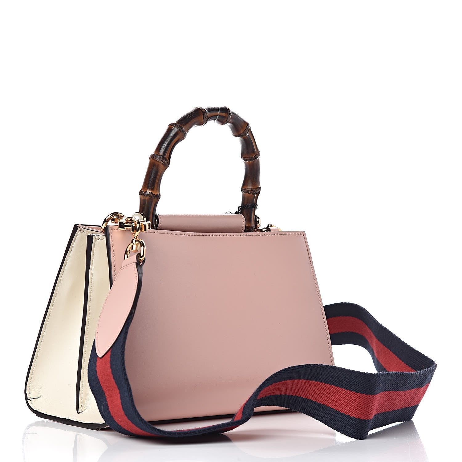 Gucci Nappa Bamboo Web Mini Nymphaea Top Handle Bag Perfect Pink Mystic White 3 of 11
