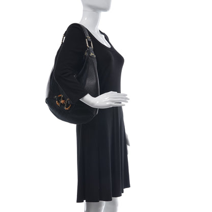 Gucci Monogram Bamboo Horsebit Hobo Black 2 of 7