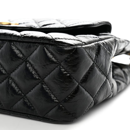 Chanel Shiny Crumpled Calfskin Quilted Wavy CC Hobo Black 10 of 11