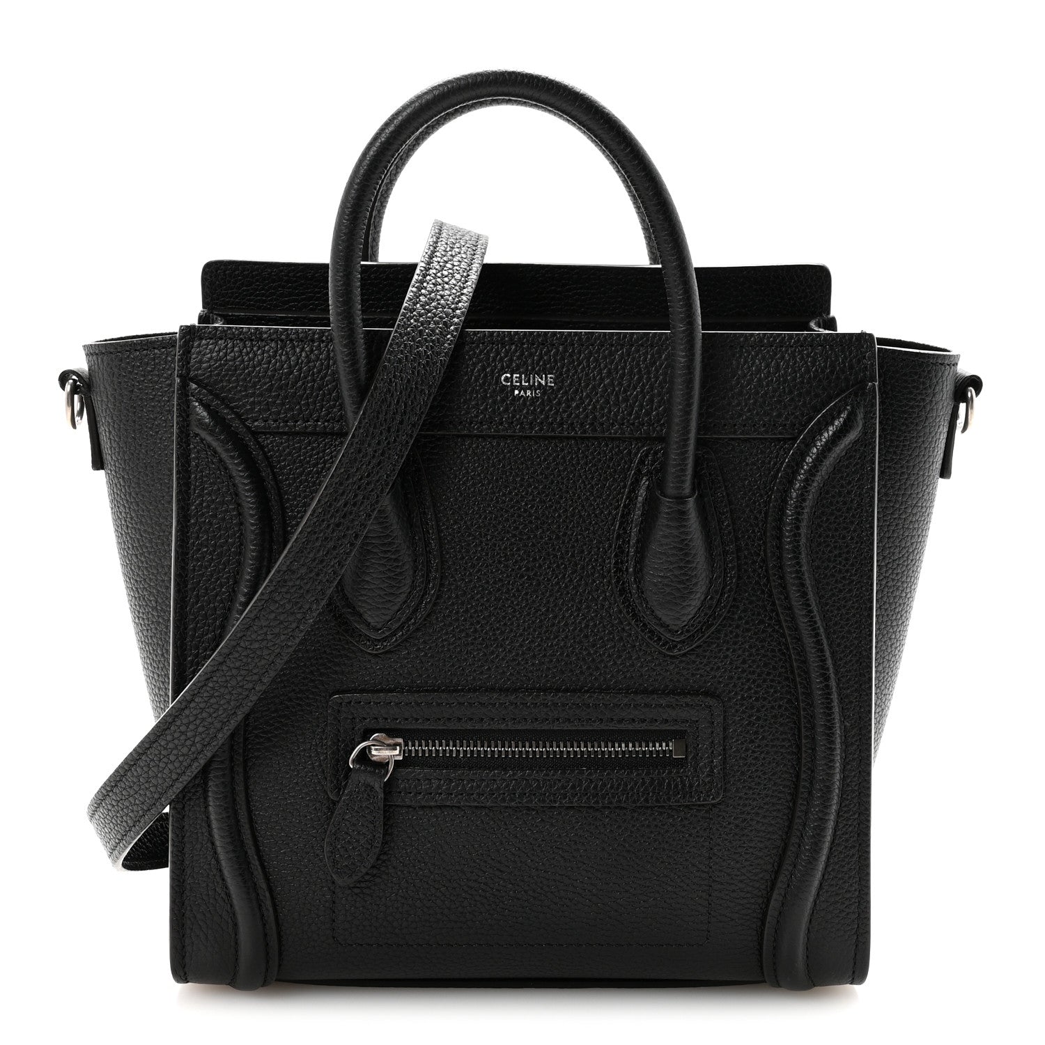 Celine Drummed Calfskin Nano Luggage Black 1 of 10