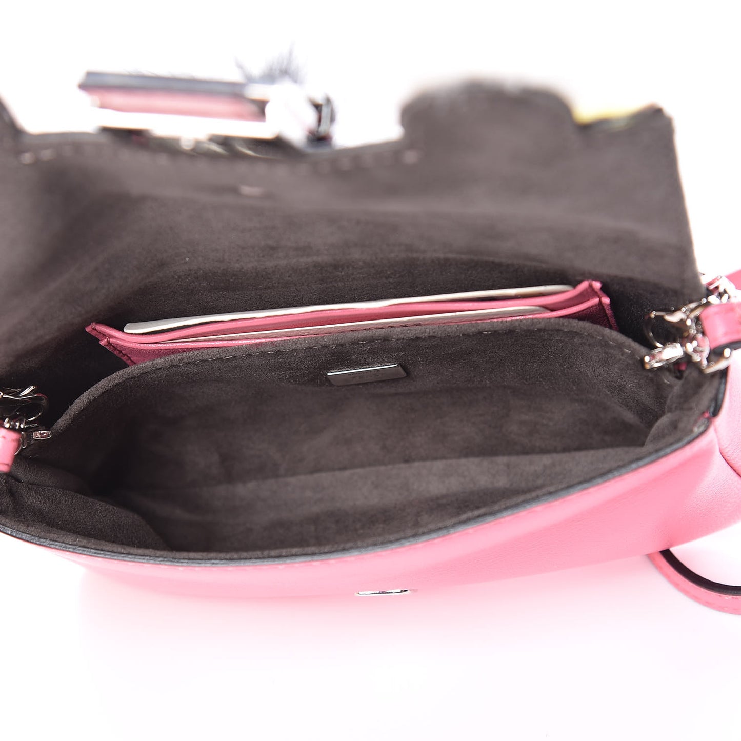 Nappa Rabbit Fox Fur Micro Buggie Baguette Rosa Fluo Multicolor