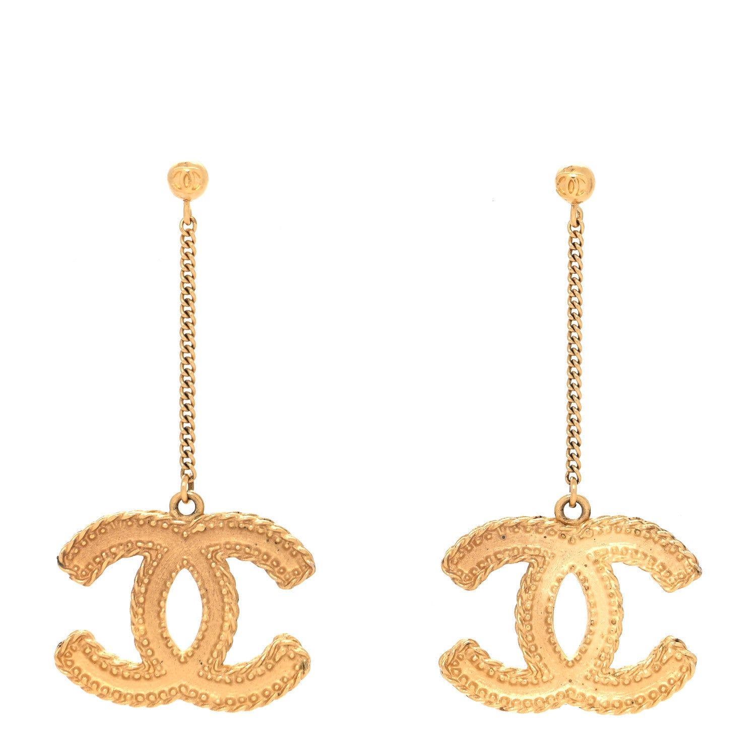 Chanel CC Drop Earrings Matte Gold 1 of 4