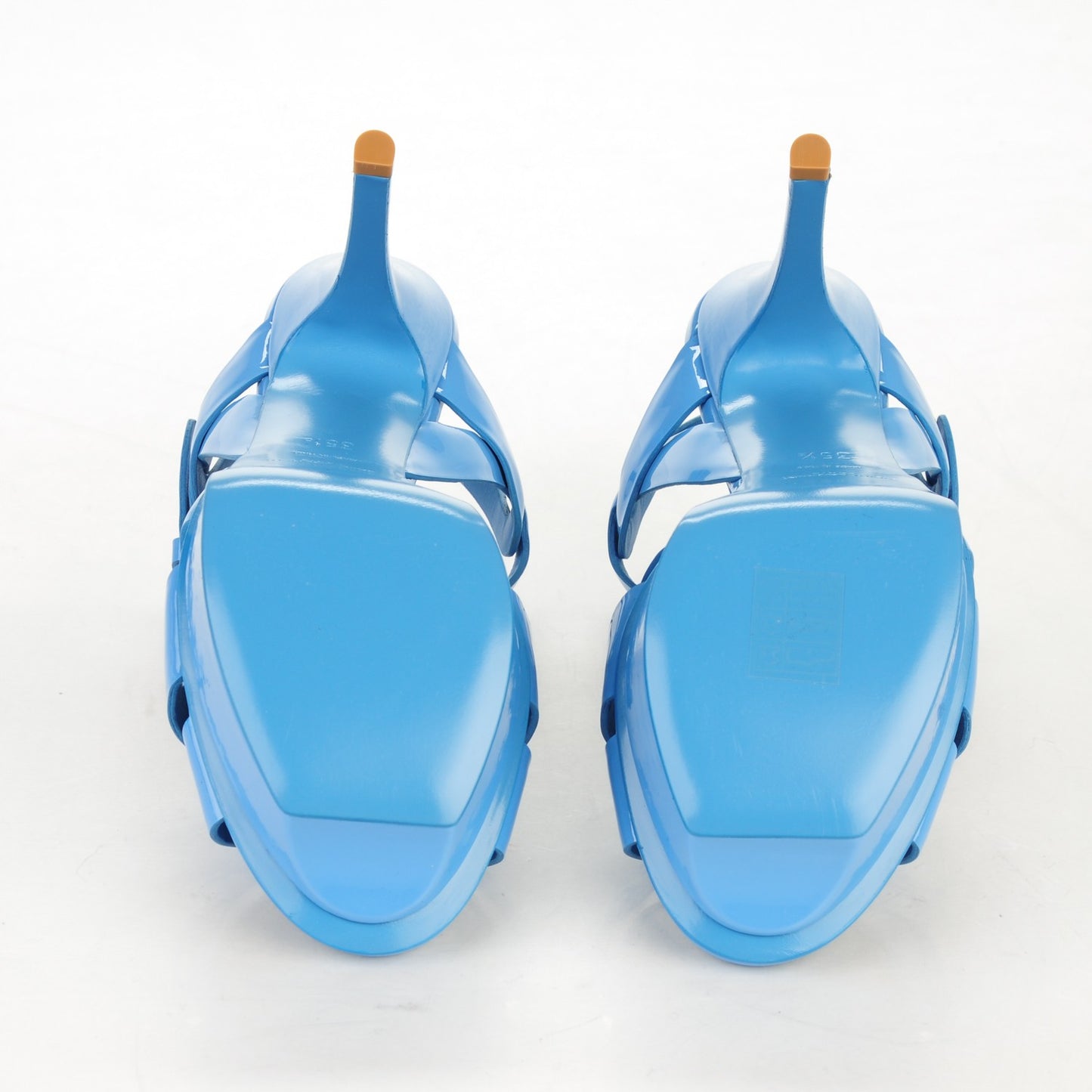 Vitello Vernice Soft Tribute 75 Platform Sandals 35.5 Blue Clair