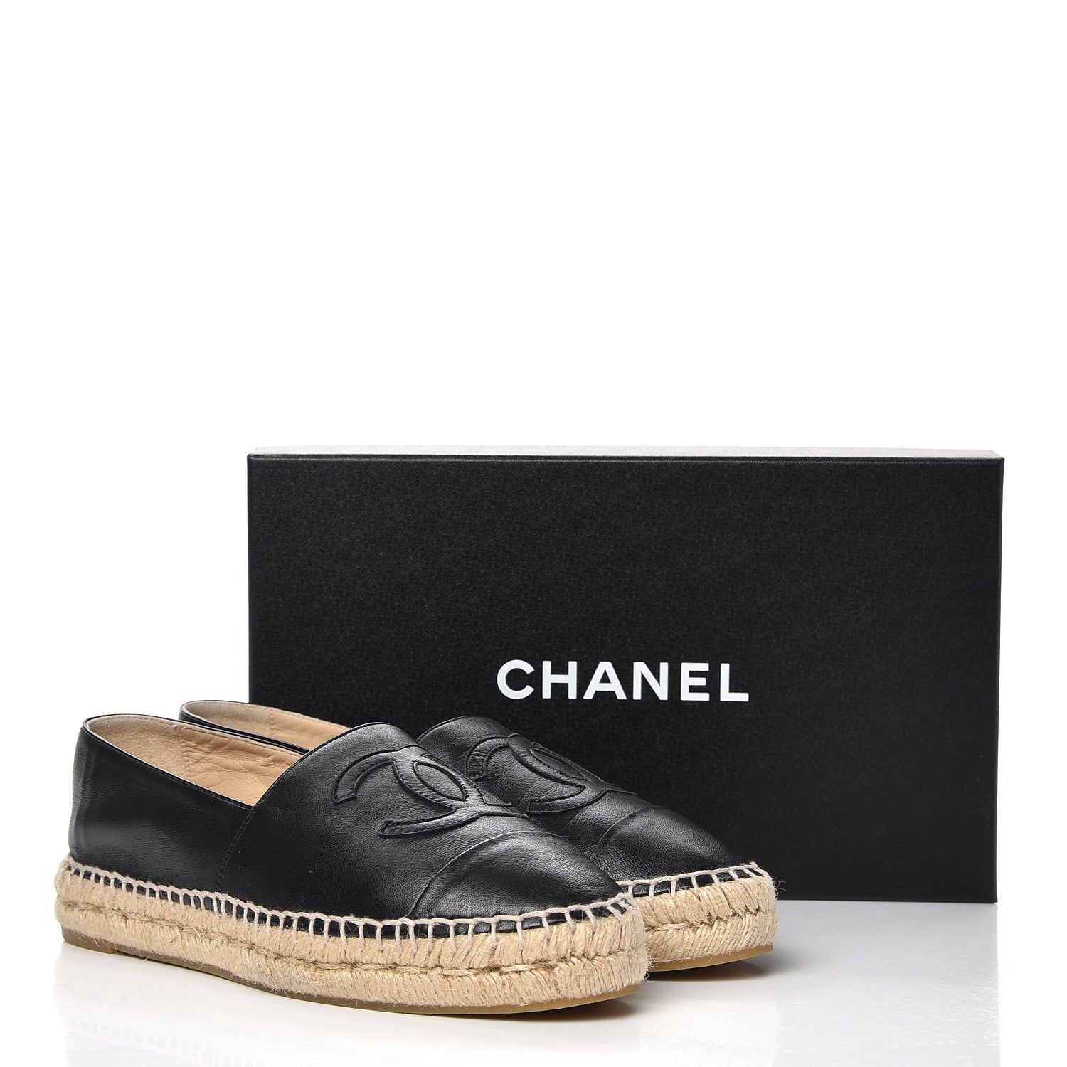 Chanel Lambskin CC Espadrilles 39 Black 10 of 10