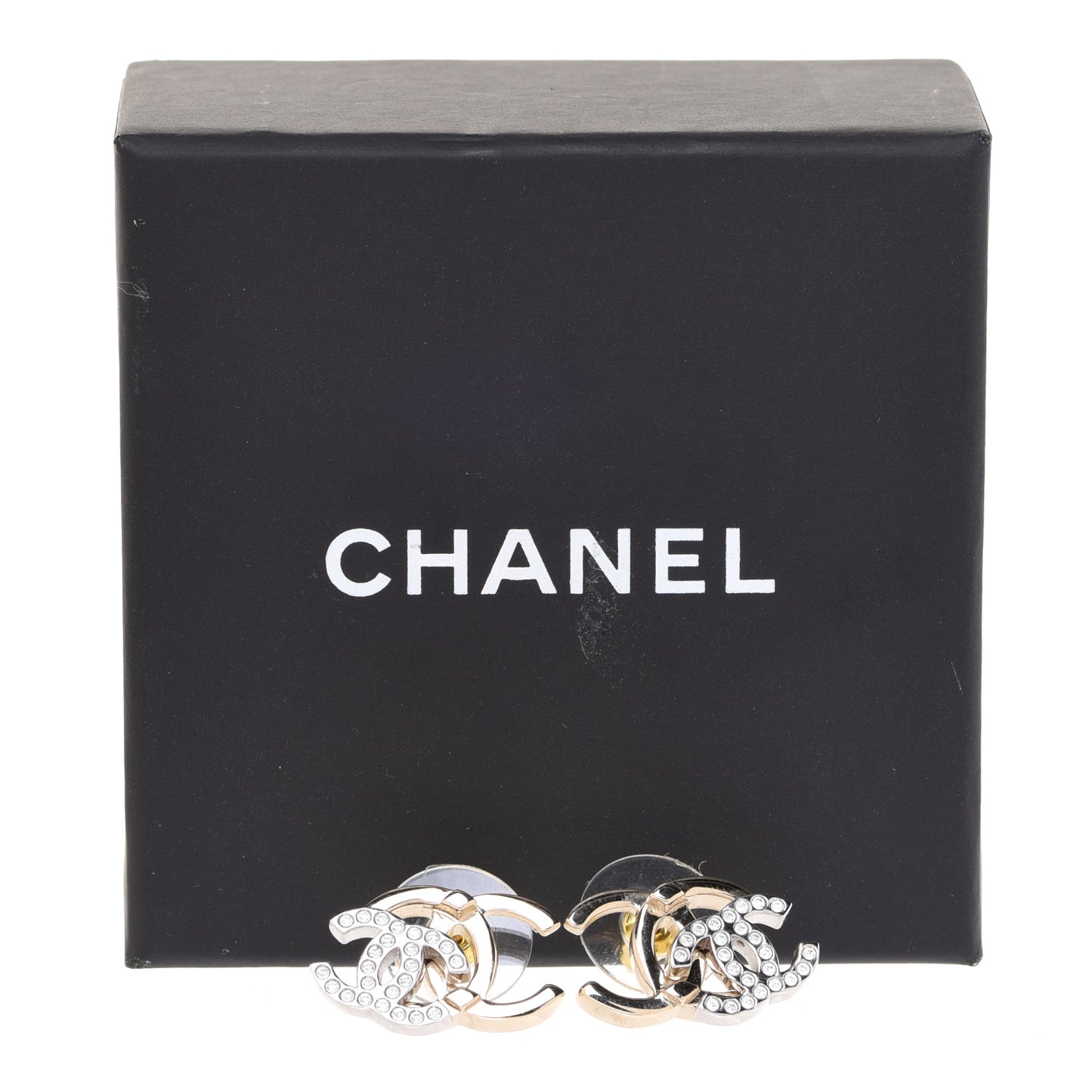 Crystal Double CC Earrings Gold Silver