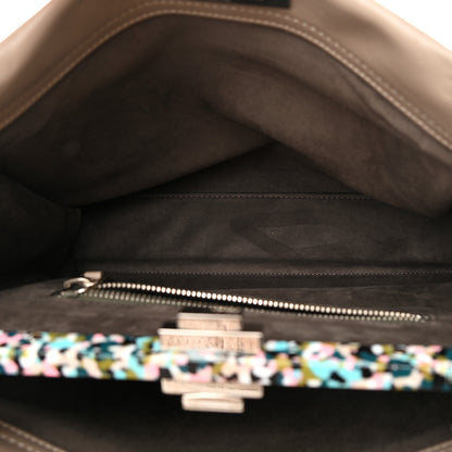 Fendi Vitello Seta Plexiglass Granite Large Peekaboo Iconic Satchel Tortora 6 of 18