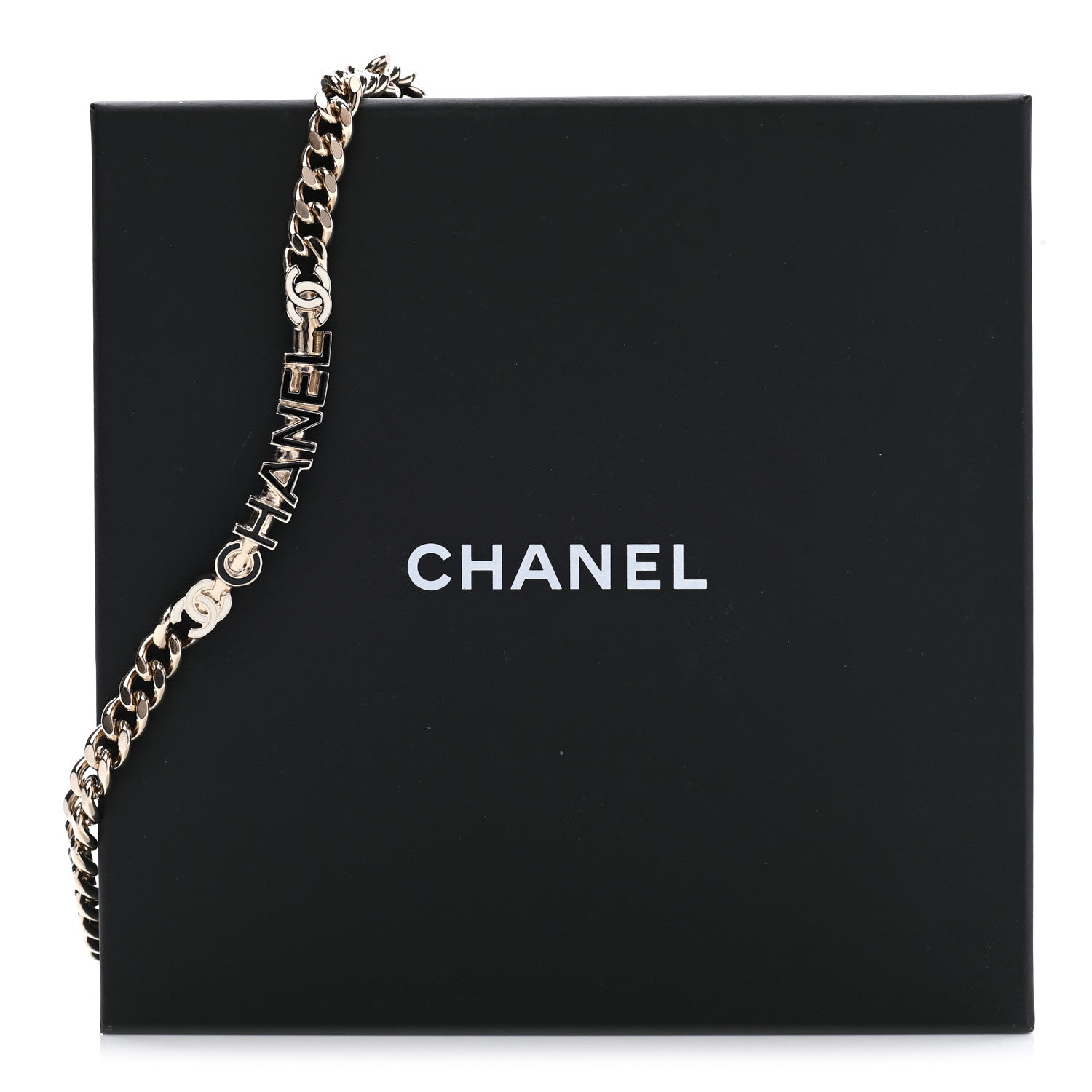 Chanel Enamel Metal Logo Choker Necklace Gold White Black 7 of 7