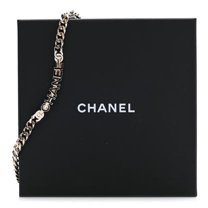 Chanel Enamel Metal Logo Choker Necklace Gold White Black 7 of 7