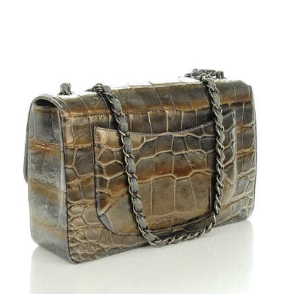 Chanel Metallic Alligator Jumbo Single Flap Grey 3 of 8