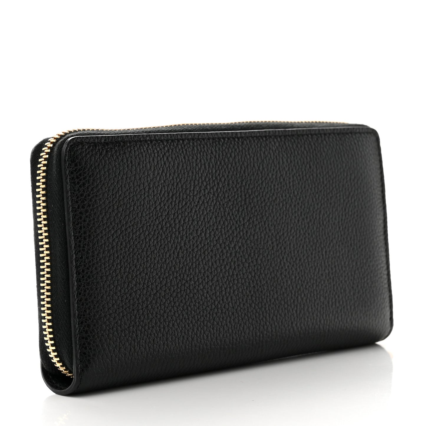 Grainy Calfskin Zumi Zip Around Wallet Black