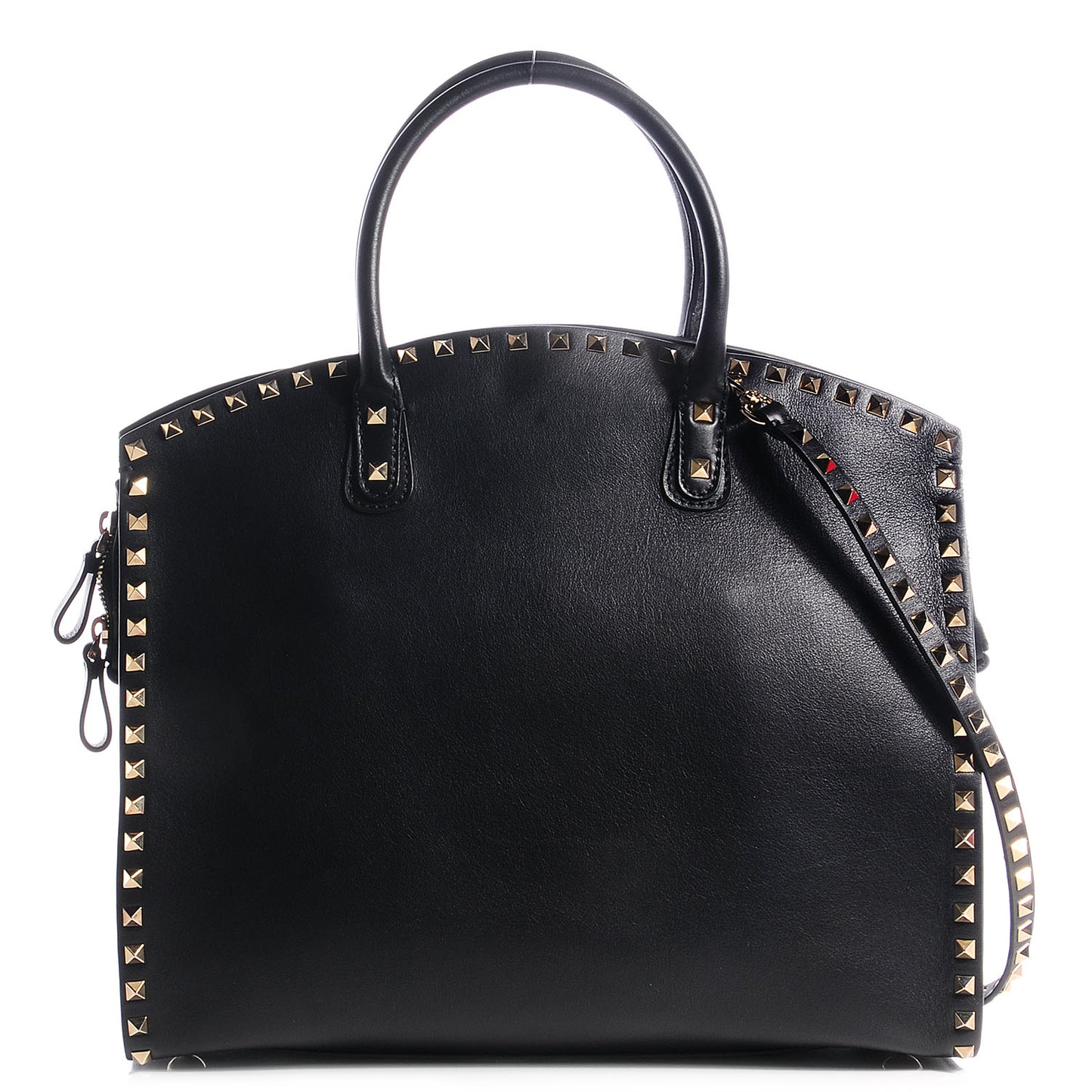 Leather Rockstud Dome Shopper Black