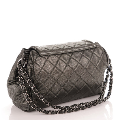 Chanel Metallic Caviar Quilted Timeless Accordion Flap Dark Silver 3 of 7
