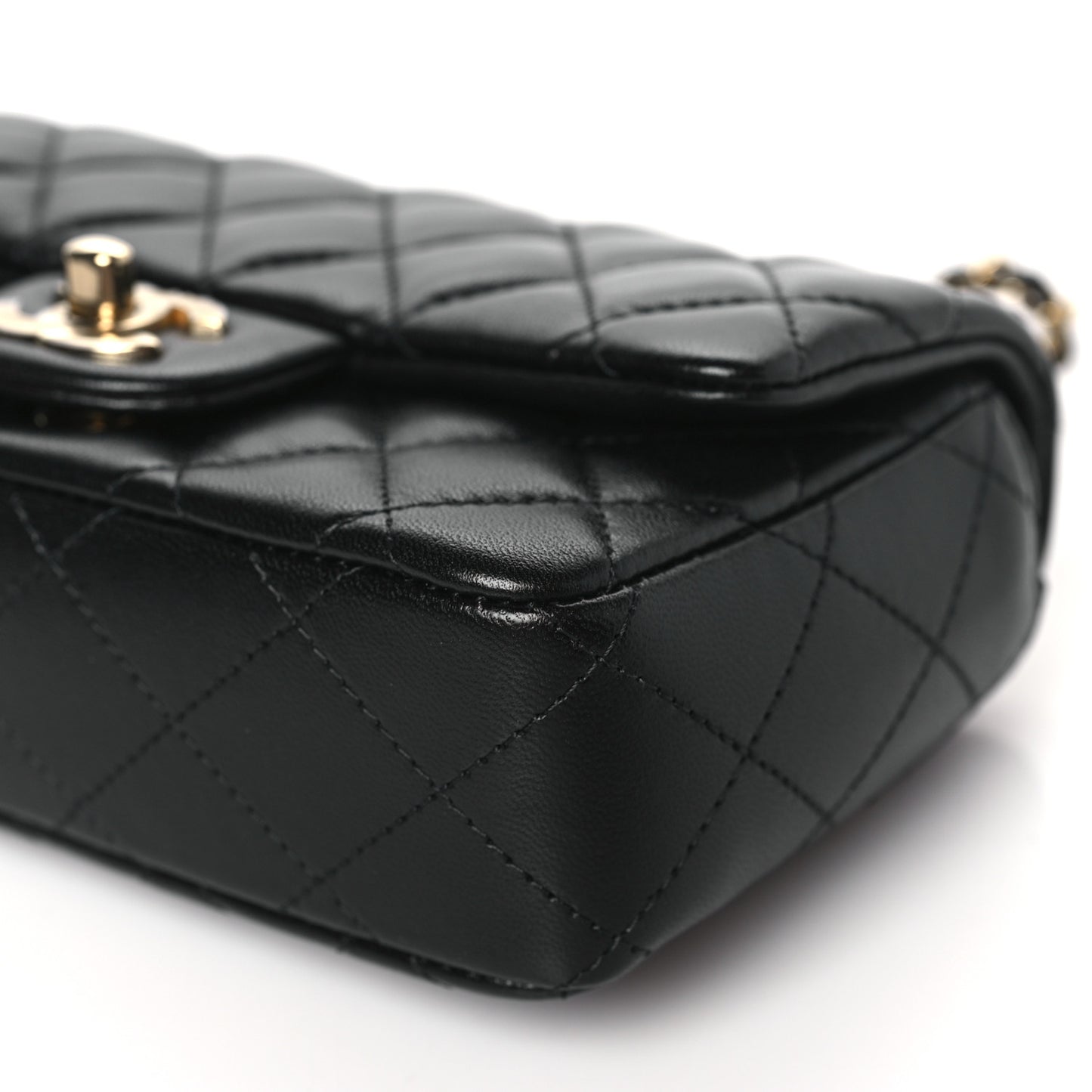 Lambskin Quilted Mini Rectangular Flap Black