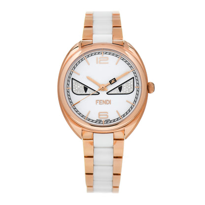 Fendi Stainless Steel Ceramic Diamond Pave 34mm Momento Bugs Quartz Watch 1 of 5