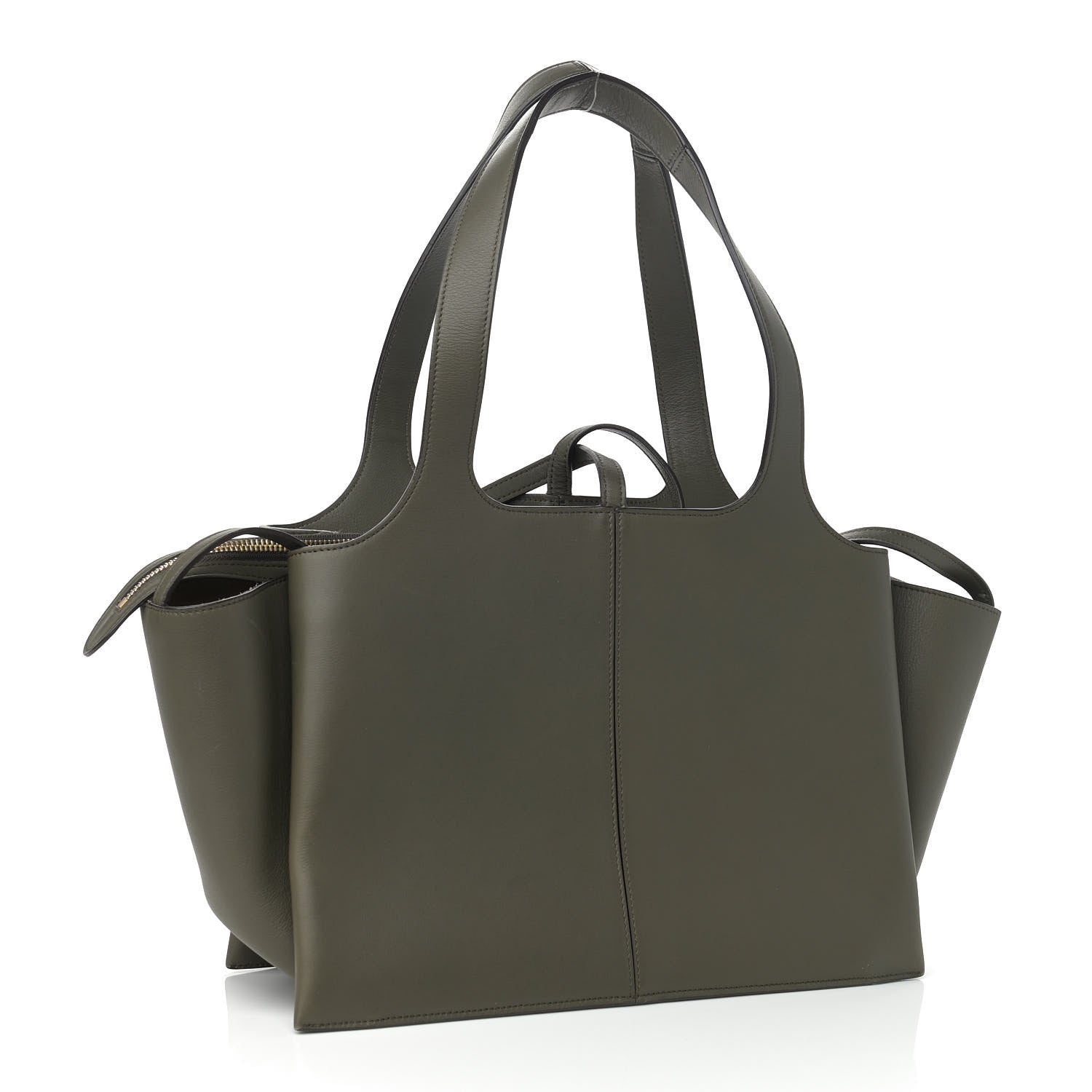 Celine Calfskin Small Tri-Fold Shoulder Bag Dark Green 3 of 9