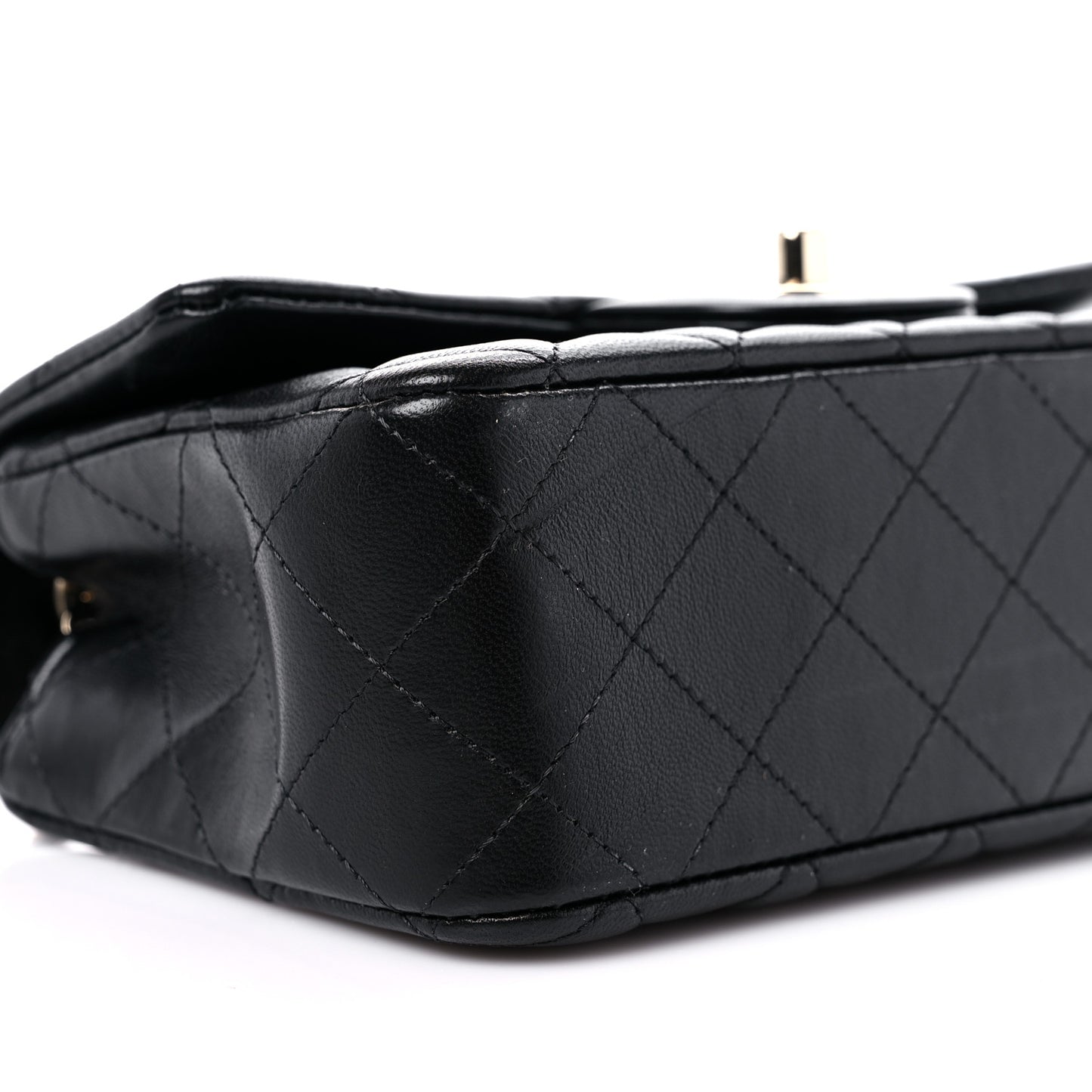 Lambskin Quilted Mini Rectangular Flap Black