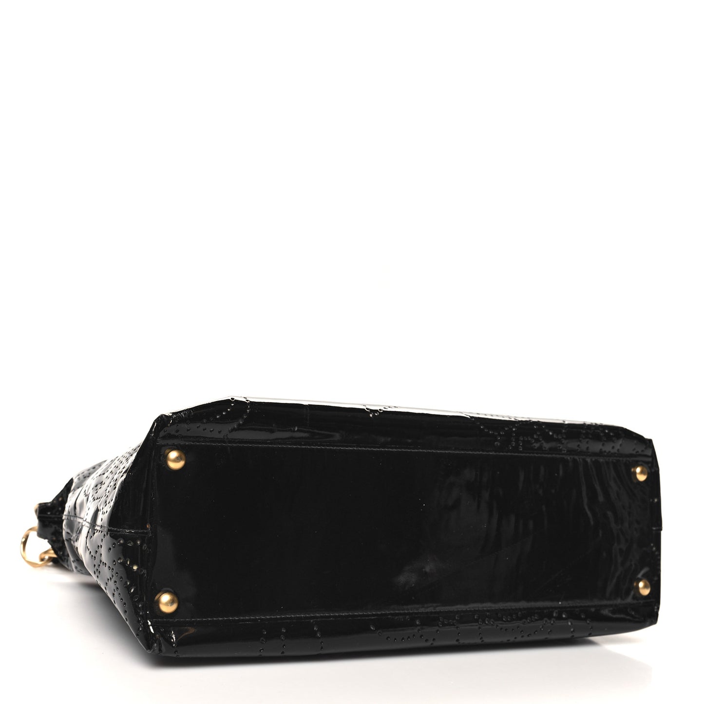 Patent Perforated Camelia Hobo Black