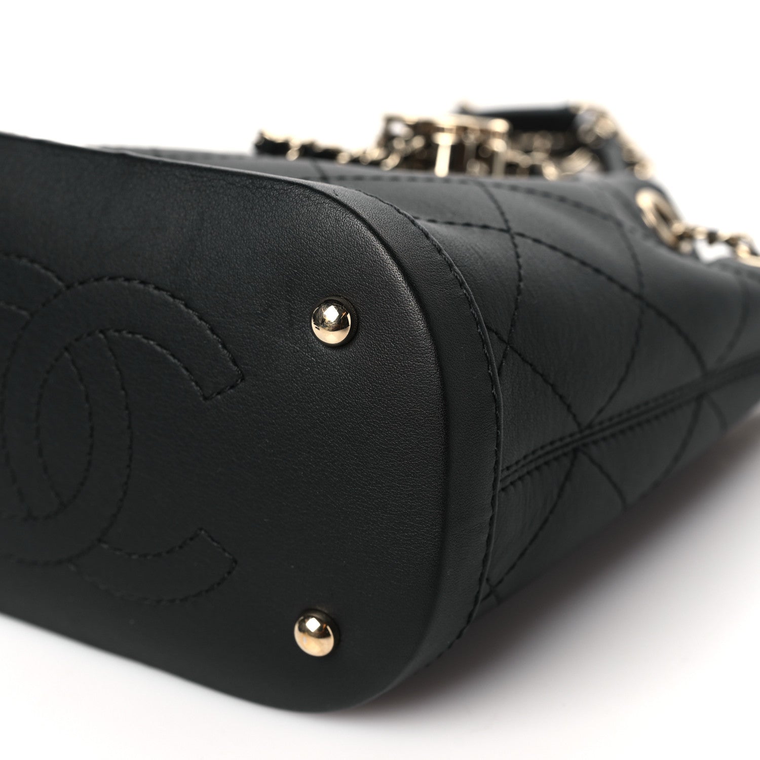 Chanel Calfskin Stitched Small Egyptian Amulet Drawstring Bag Black 10 of 11